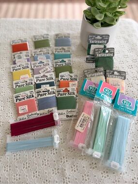 Vintage Bucilla Pure Silk, Variegated,YLI Embroidery Ribbon Assortment LOT